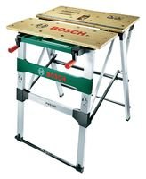 Bosch PWB 600 Werkbank mit Holzplatte und Metallgestell, Produktfoto