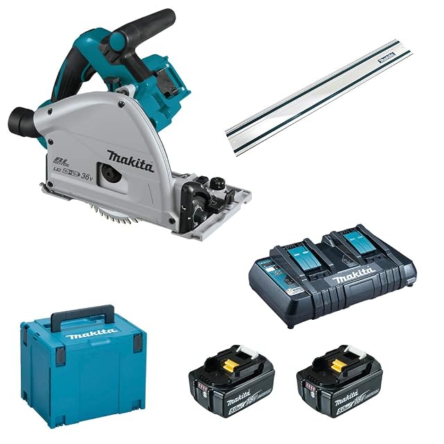 Makita DSP600 Akku-Tauchsäge mit Führungsschiene und Akkus, Produktfoto